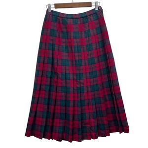 VTG 90s Pendleton Wool Tartan Plaid Pleated Midi Skirt Sz 8 (Modern 2-4) READ